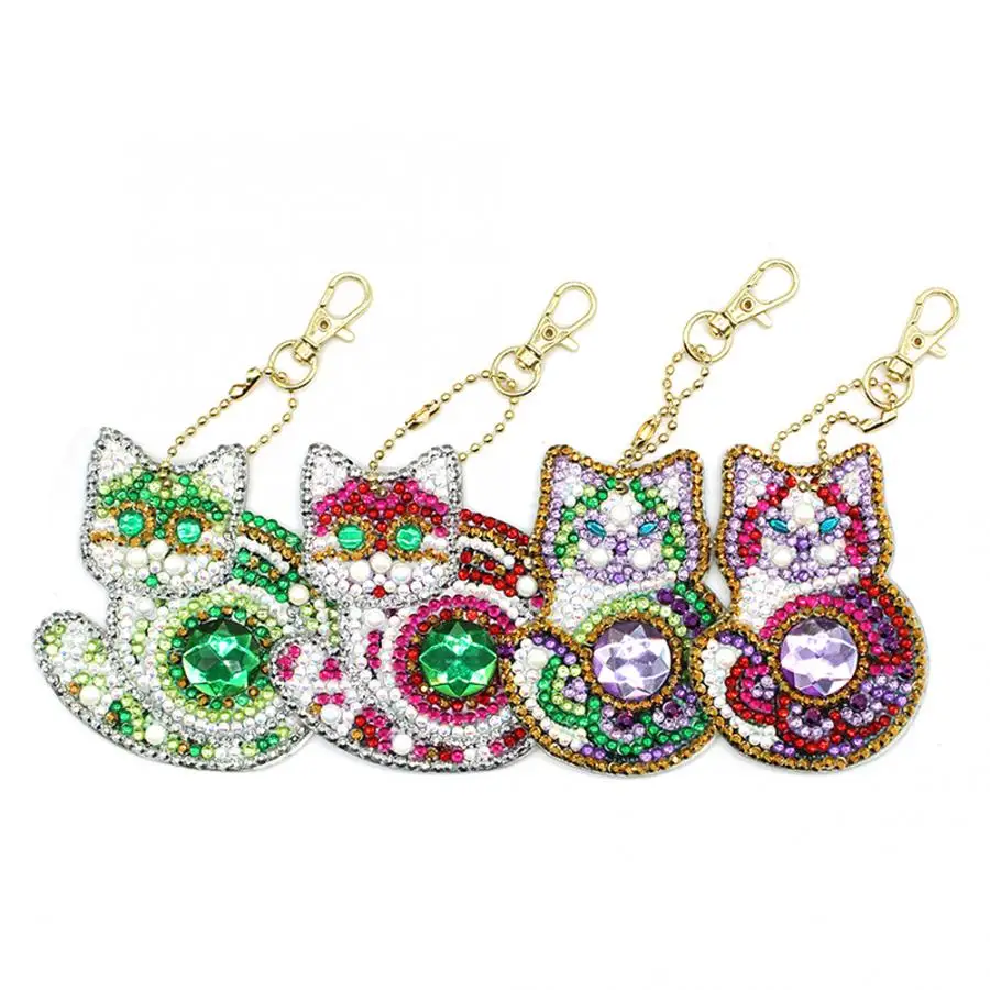 Алмазный Брелок сделай сам в форме кошки с блестками из смолы брелок ручной