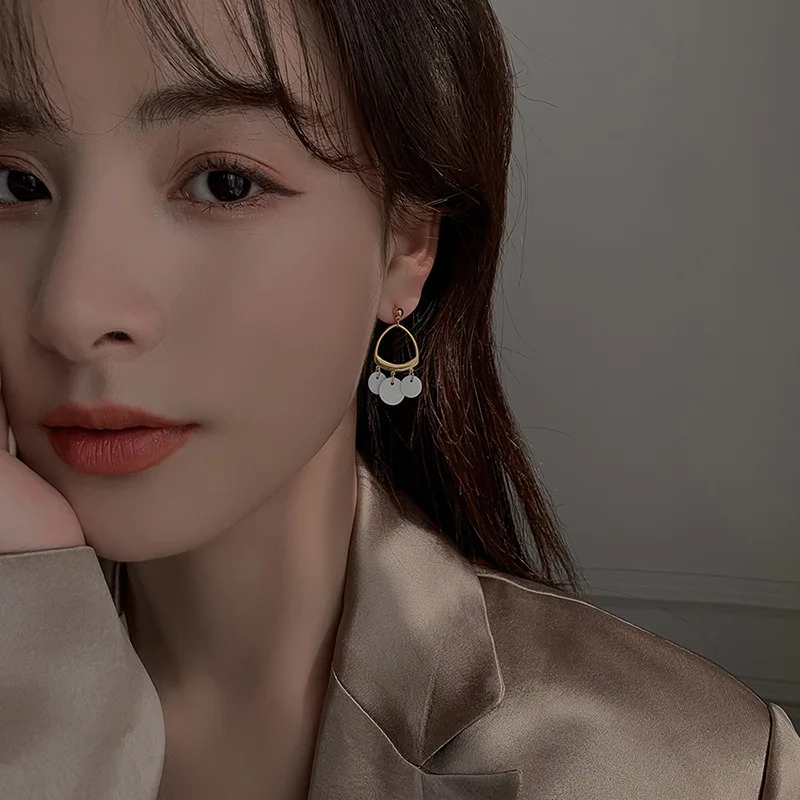 

YAOLOGE For Women Round Acrylic Drop Earrings Geometric Alloy Ear Accessories 2021 Girls Fashion Party Jewelry Gift Oorbellen