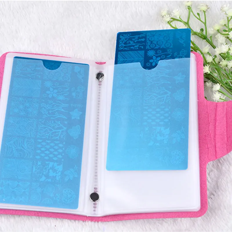 Hot 24 Slots Large Rectangular Nail Art Stamping Plate Holder Storage Nail Plate Organizer Empty Case PU Leather Cases Wholesale