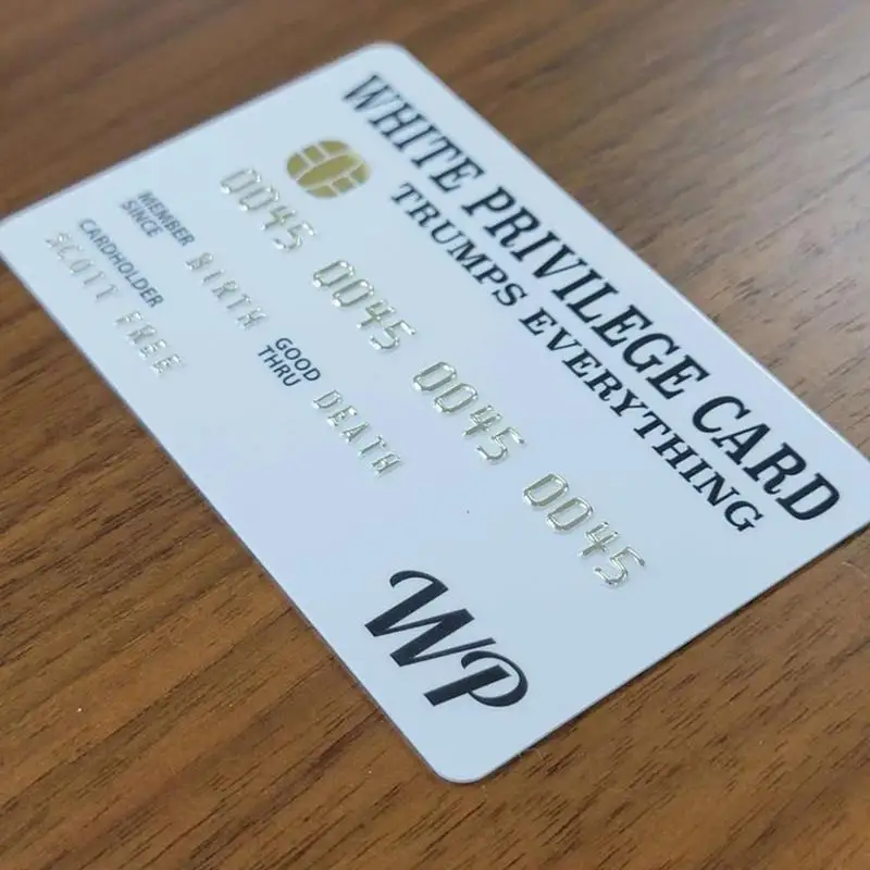 

White Privilege Card Gag Novelty Wallet Size Collectable Gift Game Cards Laminated Core White I9H4