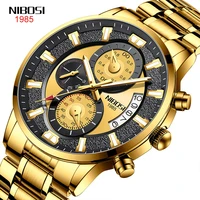 nibosi new business quartz watch multifunction three eyes chronograph watches calendar display 30m waterproof relogio masculino