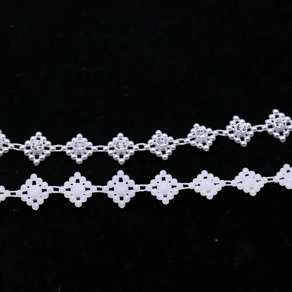 New 9mm wide white 1YD Pearl flower rhinestone chain trim clothing applique sewing diy SZ015 | Дом и сад