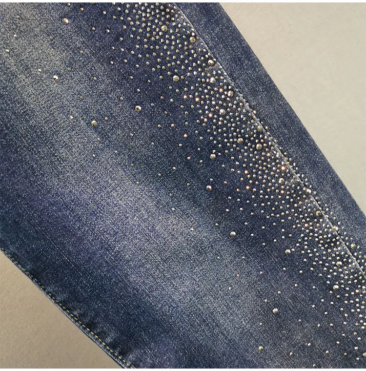

Dark Blue All-match High Waist Jeans for Women Tide 2021 Spring New High Street Loose and Thin Hot Drilling Trousers Harem Pants