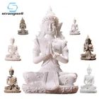 Strongwell Статуэтка сидящий Будда, индийский бог Ганеш, песчаник, фэншуй, миниатюрная Статуэтка для медитации, Настольная статуэтка, украшение для дома