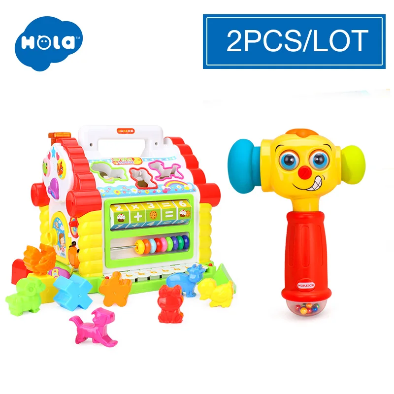 WITHOUT BOX HOLA 739, Многофункциональные Музыкальные игрушки, детский Забавный домик, музыкальные электронные геометрические блоки, сортировка, Обучающие Развивающие игрушки, подарки - Цвет: WITHOUT BOX