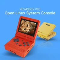 powkiddy v90 portable 3 inch ips sn flip 3d game console dual open system 15 simulators 16g ps1 kids gift