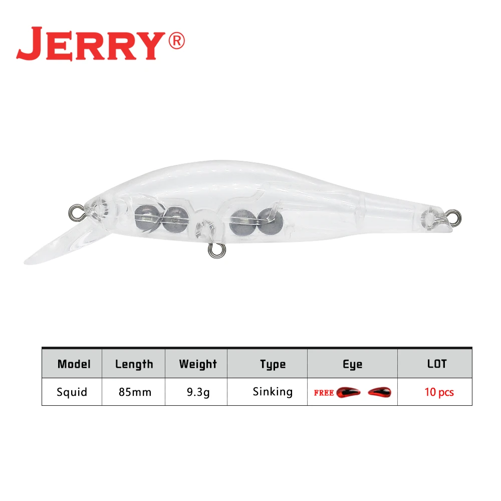 Jerry Squid 85 мм Тонущая блесна jerkbait заготовки неокрашенные жесткие приманки оптовая