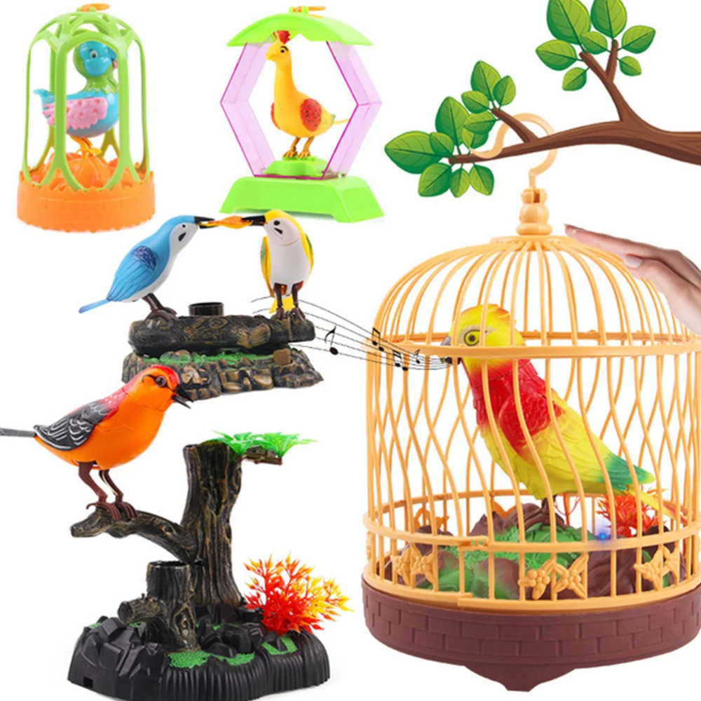 

1Pc Imitation Parrot Cage Plaything Electric Lighting Inductive Voice Control Bird Cage Children Kids Educational Toys (with