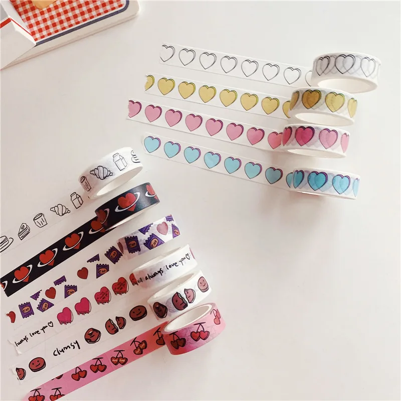 

INS Hot Sale Love Cake Pattern Washi Tape Hand Account Sticker Sealing Sticker Decoration Paper Masking Tape Stationery