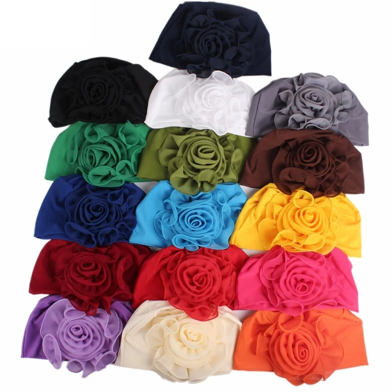 

Large Flower Stretch Turban Women Headwrap India Hat Ladies Hair Caps Hair Accessories Bonnet Hair Styling Accessories