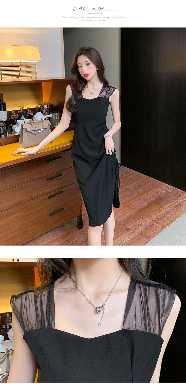

Women's Dress Fashion Casual Dresses Sleeveless Sling Dress Pure Color Stitching Summer New Korean Thin Sexy
