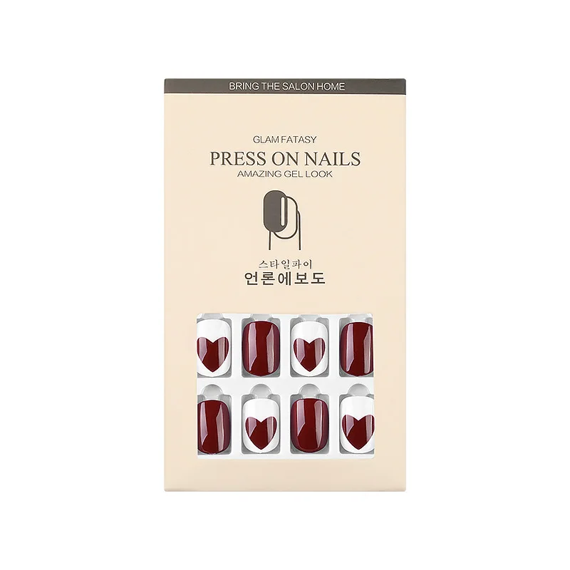

24Pcs False Nails With Designed Artificial Nail Tips Set for Decorated Short Nail Art Press On Fake Nails Extension Tips