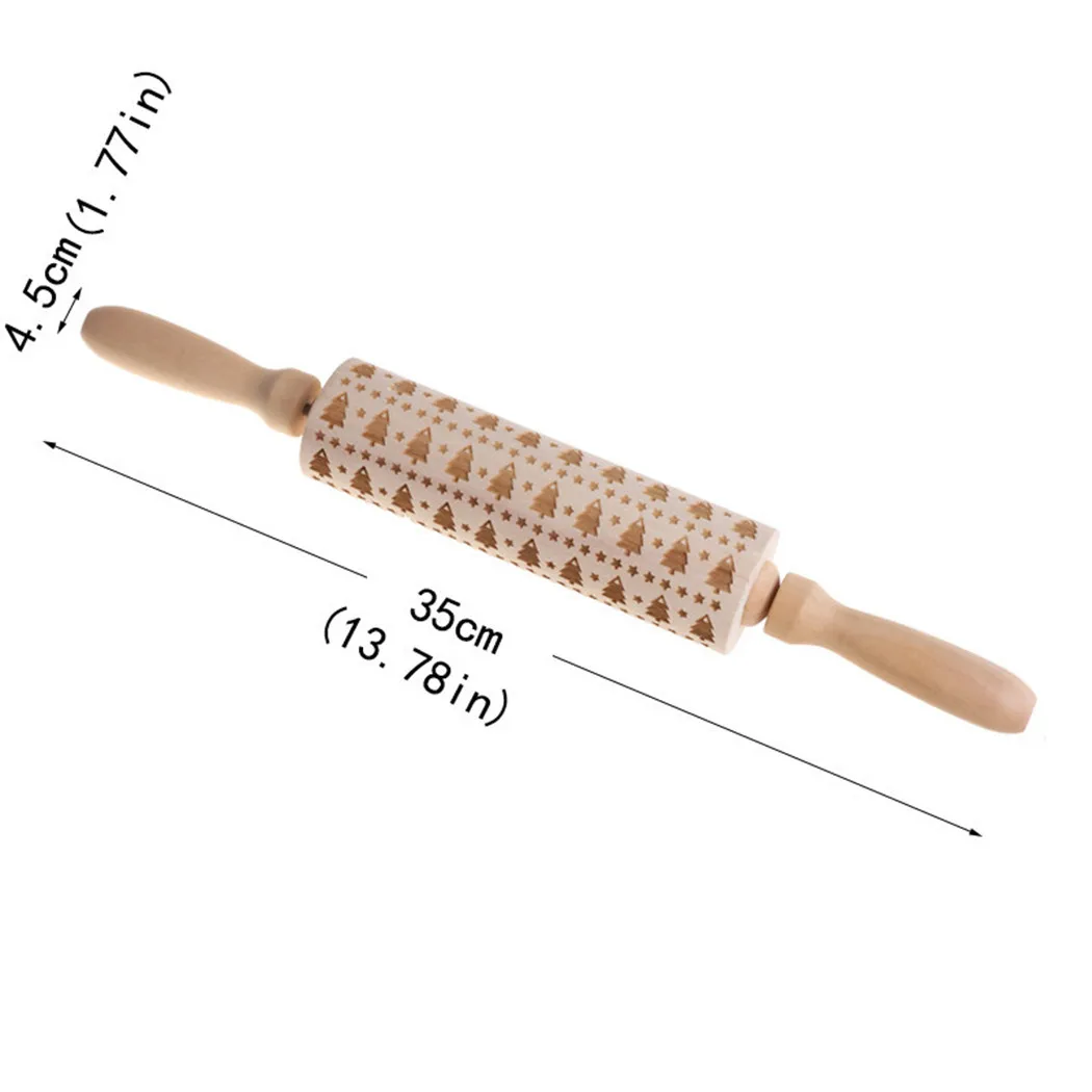

3D Wooden Embossing Rolling Pin With Christmas Elk Pattern Design Baking Tool Kitchen Rolling Pins Pastry Boards