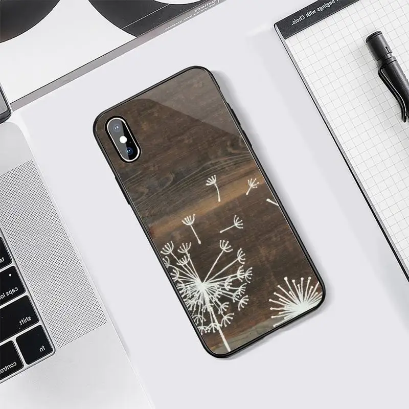 

wood textures Dandelion Pattern luxury protective Phone Case Tempered glass For iphone 5C 6 6S 7 8 plus X XS XR 11 PRO MAX