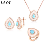 laya silver necklace earrings sets for women 925 sterling silver high quality zircon natural blue purple fushion stone jewelry