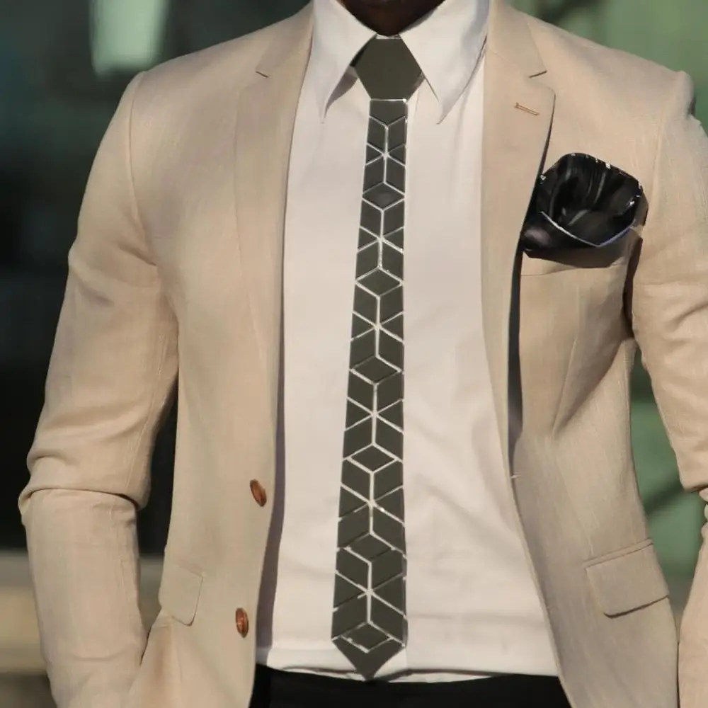 Модный геометрический черный галстук в клетку с бриллиантами официальная