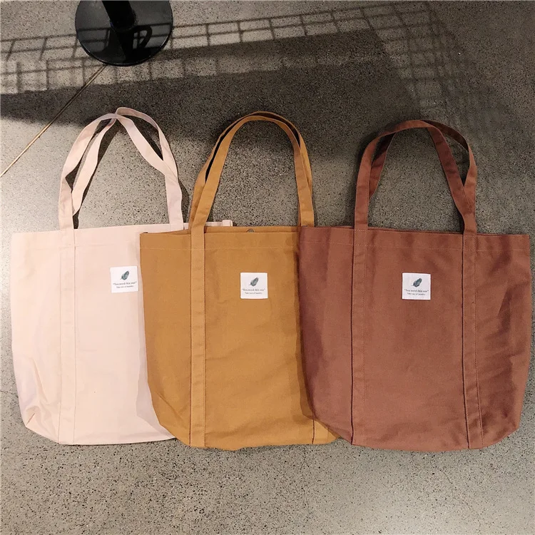 

New Retro Women's Shoulder Bag Simple Solid Color Small Fresh Canvas Bag Literary Women's Buckle Tote Bag Large Capacity Handbag