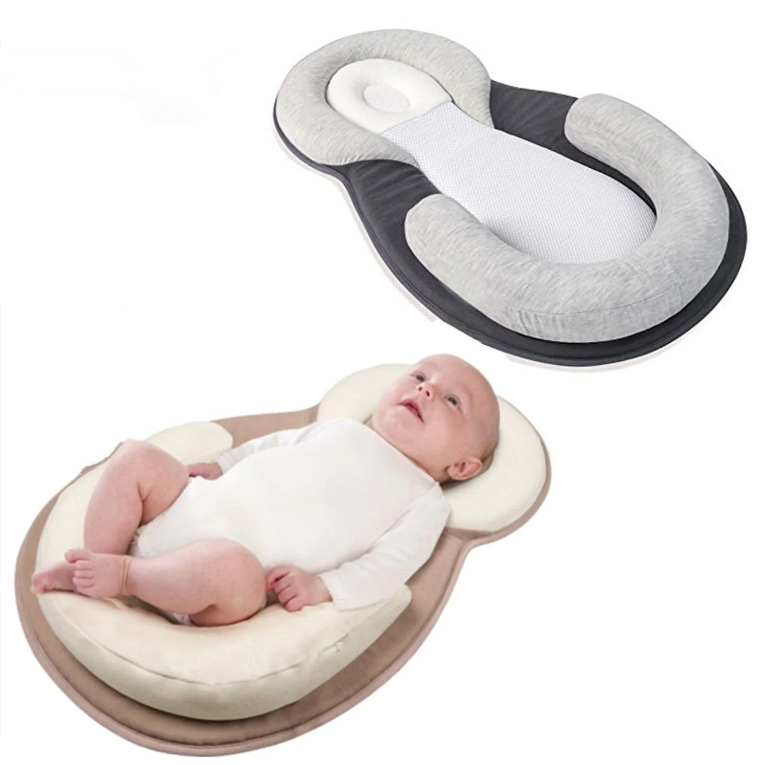 

Newborn Baby Pillow Anti Roll Infant Sleep Mattress Support Head Shaping Anti-Head Side Bed Bear Comfort Nest Portable Mattress