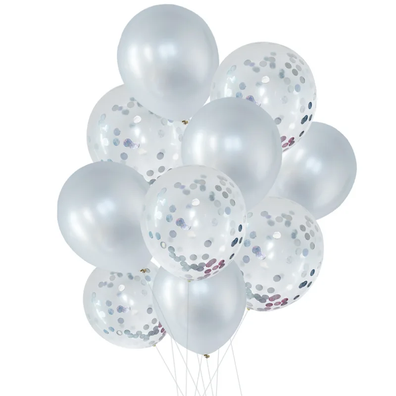Латексные воздушные шары 10 шт./лот 12 дюймов цвета металлик с конфетти украшения