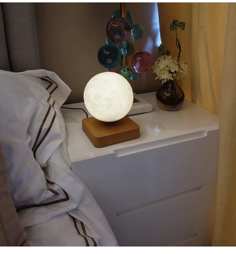 구매 새로운 디자인 크리에이티브 3D 자기 부상 달 램프 야간 조명 회전 Led 달 플로팅 램프, 홈 인테리어 선물