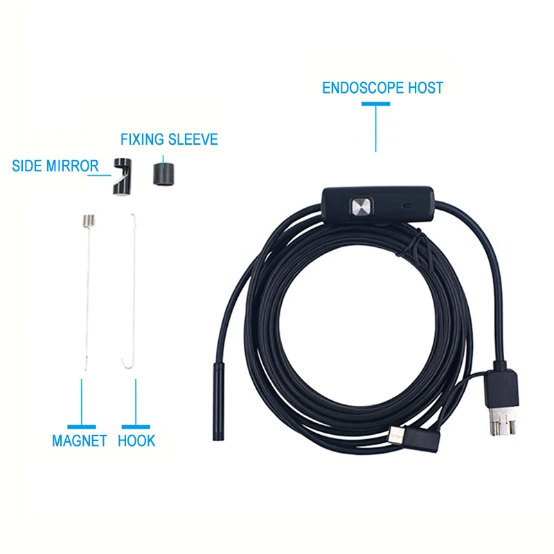Водонепроницаемый эндоскоп для осмотра автомобиля и электроники 3-в-1 Usb Type-c