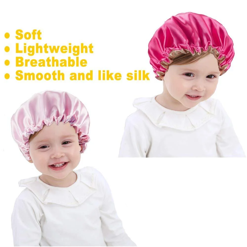 

Kids Satin Bonnet Night Sleep Caps, Adjustable Double Layer Sleeping Hats Showering Caps for Kids Girls Toddler Children Baby