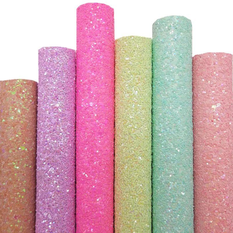 

Pink Rose Green Blue Chunky Glitter Faux Leather Vinyl Fabric Glitter Sheets for Bows Earrings DIY 21x29CM Q282