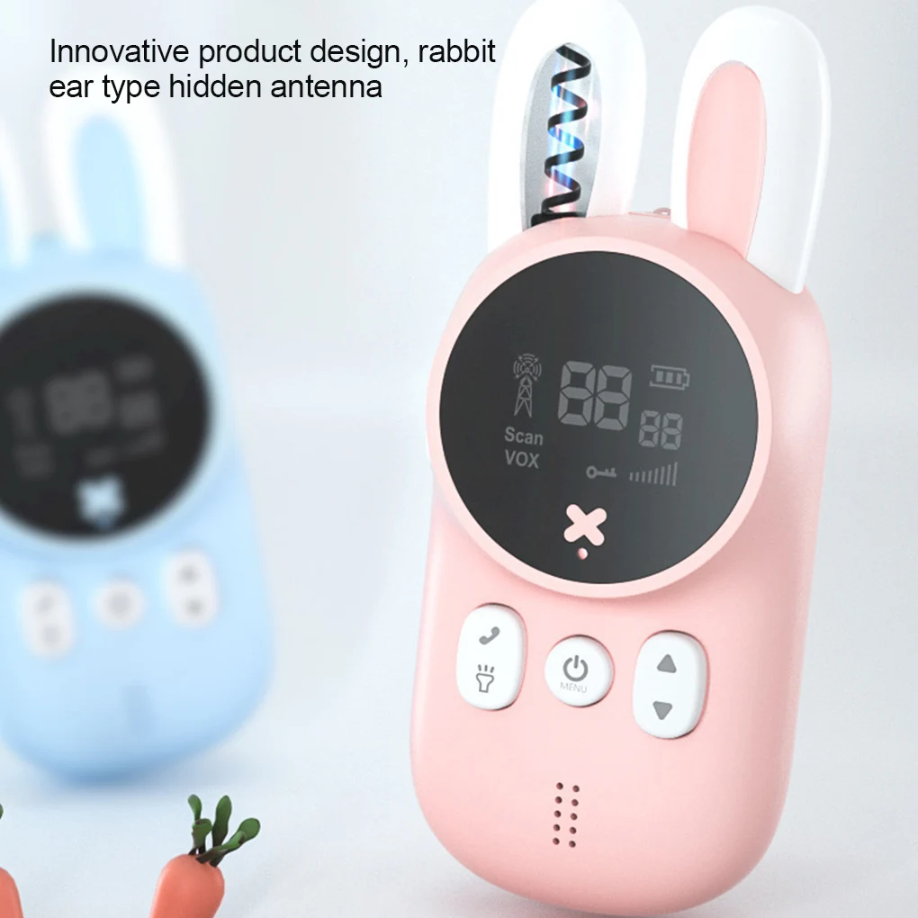 

2PCS Children's Walkie Talkie Kids Mini Toys Handheld Transceiver 3KM Range UHF Radio Lanyard Interphone Talkie Walkie Baby Gift