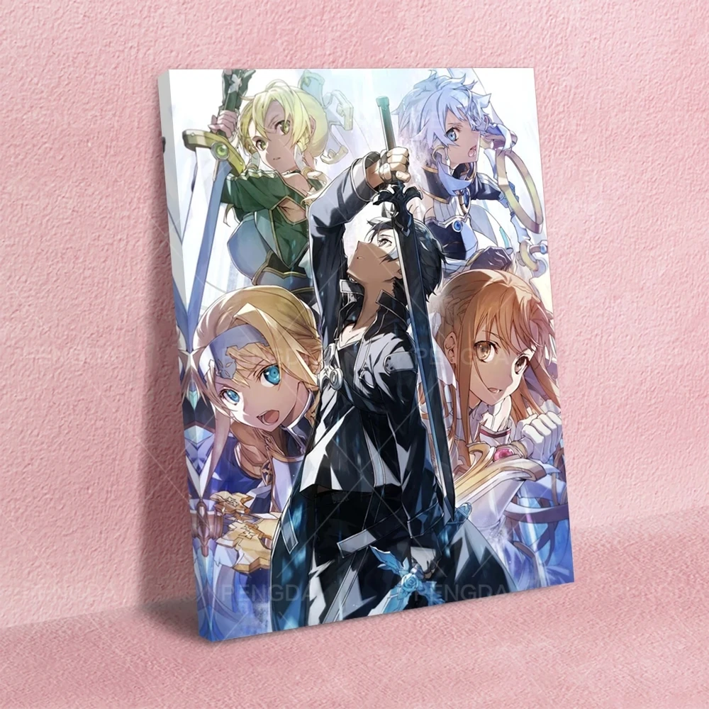 

Home Decor Lot People Anime Sword Art Online Canvas Wall Art Painting Pictures Printing Modular Artwork Poster For Living Room