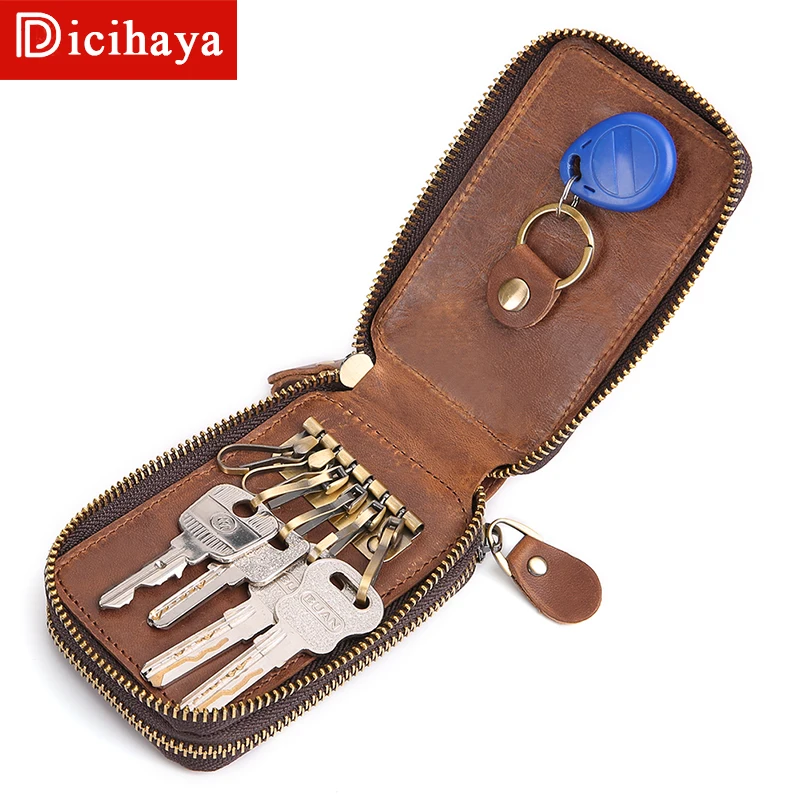 Мужские кошельки для ключей из натуральной кожи короткий квадратный держатель ID