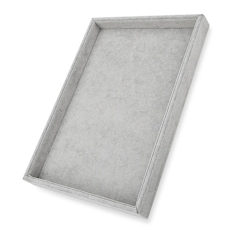 

Grey Velvet Jewelry DisplayTray Showcase Box Storage Case Organizer Cufflinks Holder 35 x 25 x 4 cm