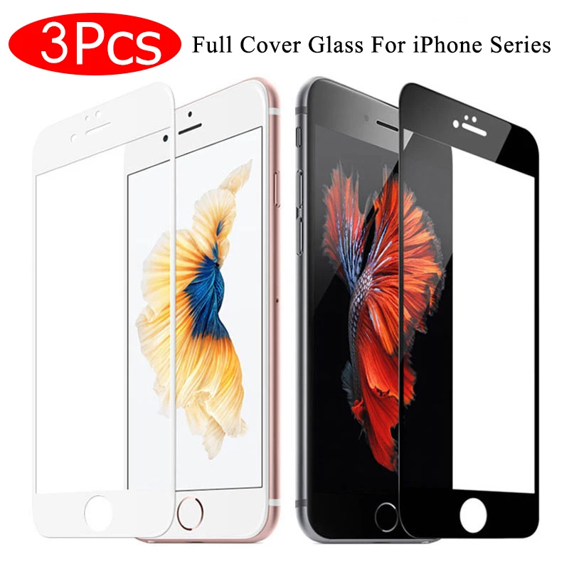 

Закаленное стекло 9H с полным покрытием для iPhone 7 8 6 6s Plus, защитная пленка для экрана iPhone X, XS Max, XR, с изогнутыми краями, 3 шт.