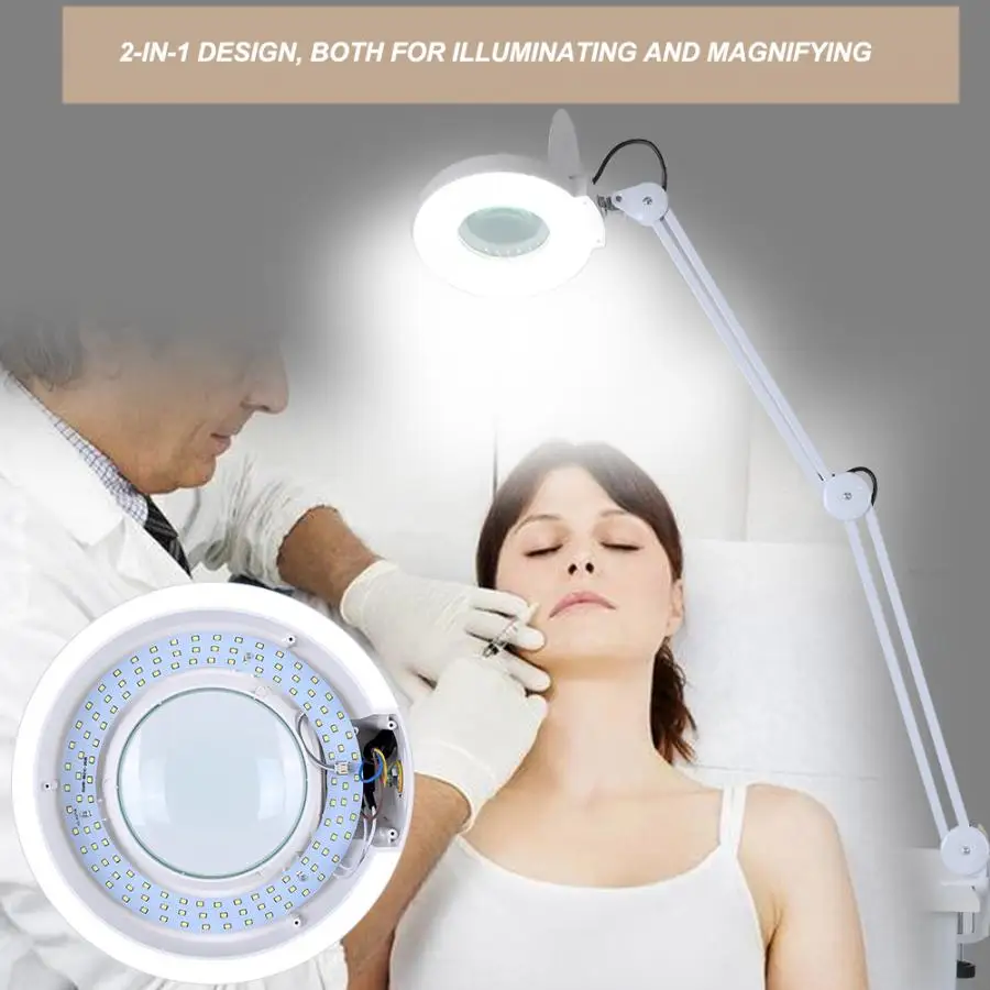 8X светодиодный подсветка настольная увеличительная лампа с зажим кронштейн