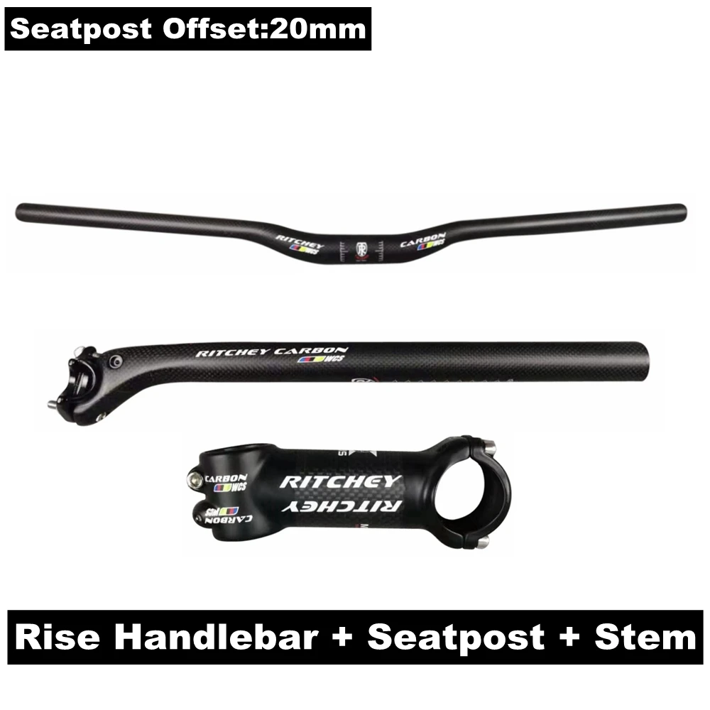 Rise Handlebar STES Матовые велосипедные комплекты для руля из углеродного волокна, горный велосипед, плоский/подъемный Руль+ подседельный штырь+ ствол+ руль, велосипедные детали Next - Цвет: Rise Handlebar STES