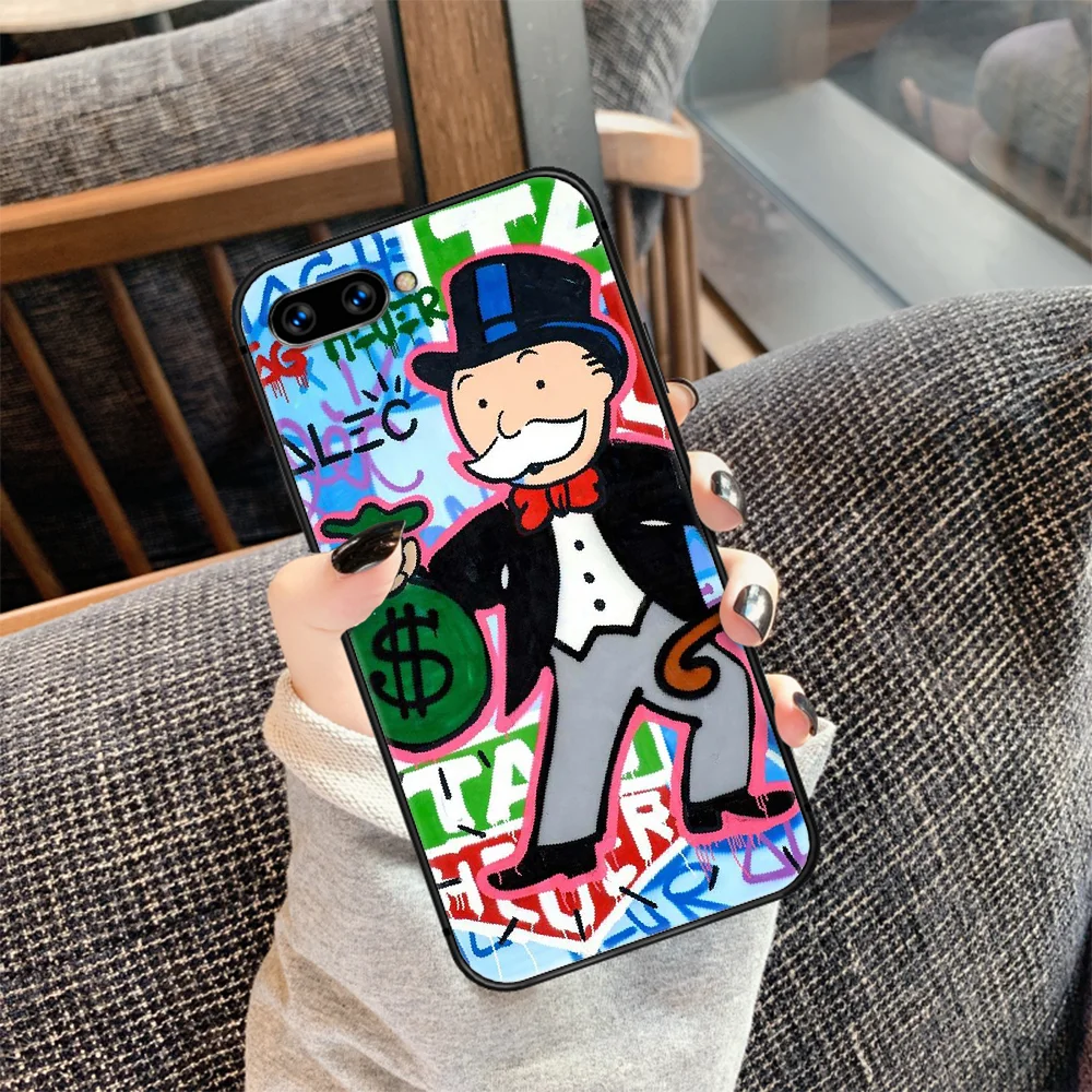 

cartoon Alec Monopoly Aesthetic Phone Case Cover Hull For HUAWEI honor 7a 8s 8a 8x 9 9x 10 20 i Lite Pro black Back Painting