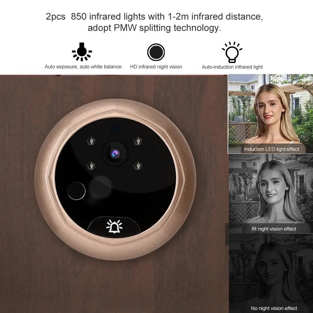 4.3in HD дверной обзор камера монитор видео звонок комплект запись ИК ночного