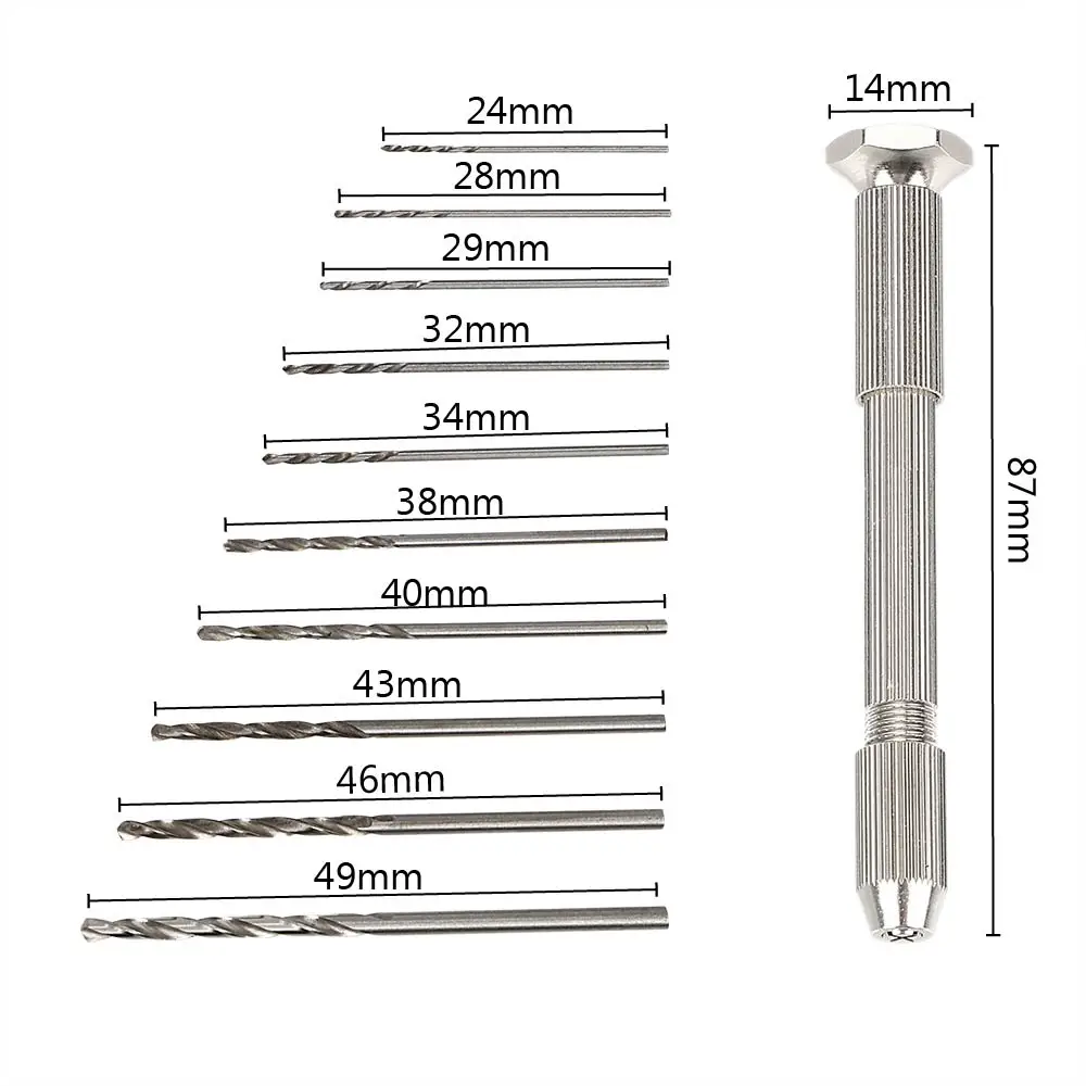 

Mini High precision Hand Drill Woodworking Drilling With Keyless Chuck +10pc Twist Drill Bit Rotary Tools