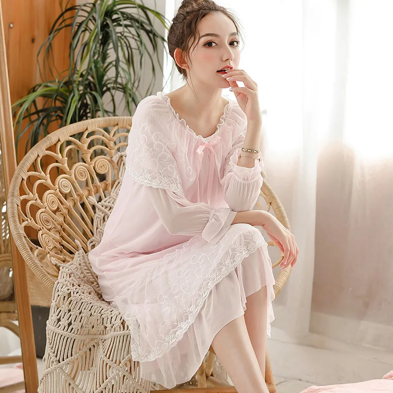 Женские мягкие элегантные длинные ночные рубашки женское милое платье принцессы