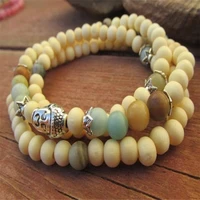 natural amazonite bodhi necklace 108 buddha beads bracelet wristband cuff beaded seven chakras healing bohemia christmas elegant