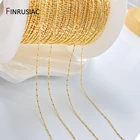 Металлическая цепочка с небольшими бусинами и покрытием из настоящего золота 14 к, звеньевая катушка для ювелирных изделий ручной работы