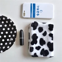 cow milk pattern simplicity coin holder purse canvas wallet key card bag cute girls women durable coin wallet mini storage bag