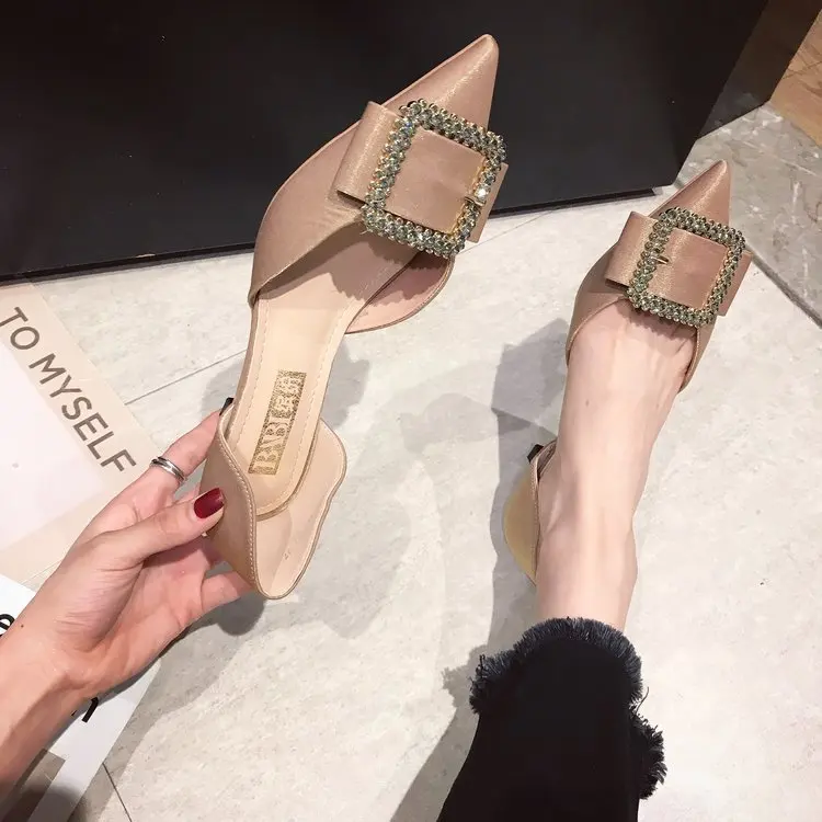 

2020 new French girls with shallow mouth net red high heels wild sexy women's shoes square buckle hollow single shoes