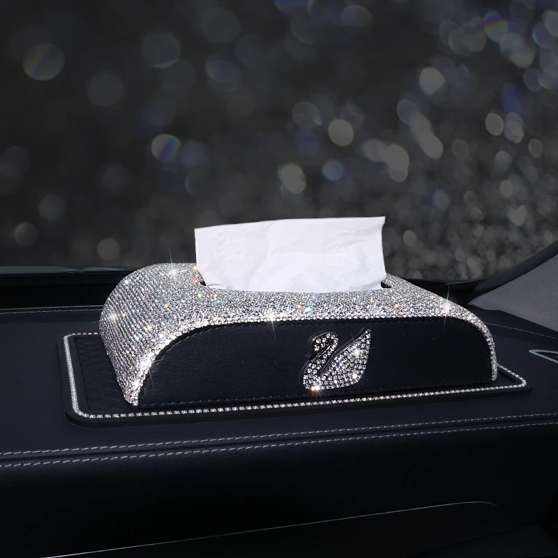 

Car Diamond-studded Tissue Box Seat Type Tissue Box Fashion Swan Lady Creative Cute Paper Box Car Dining Paper
