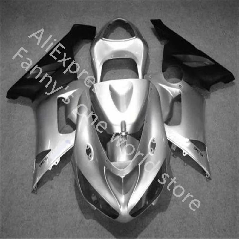 

Лидер продаж, комплект обтекателей для KAWASAKI Ninja 2005 2006 ZX6R, комплект обтекателей s ZX 6R 636 05 06, серебристо-черный обтекатель для мотоциклов