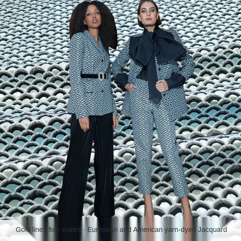 Жаккардовая ткань в европейском стиле, роскошный золотой Шелковый костюм в виде рыбьей чешуи, костюм для выступления, Ветровка из парчовой ...