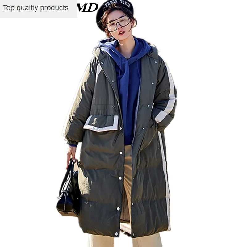 

2020 New Women Winter Jacket Warm Thicken Loose Large Size Long Cotton Coat Fashion Original Solid Hooded Parka Outerwear CW122