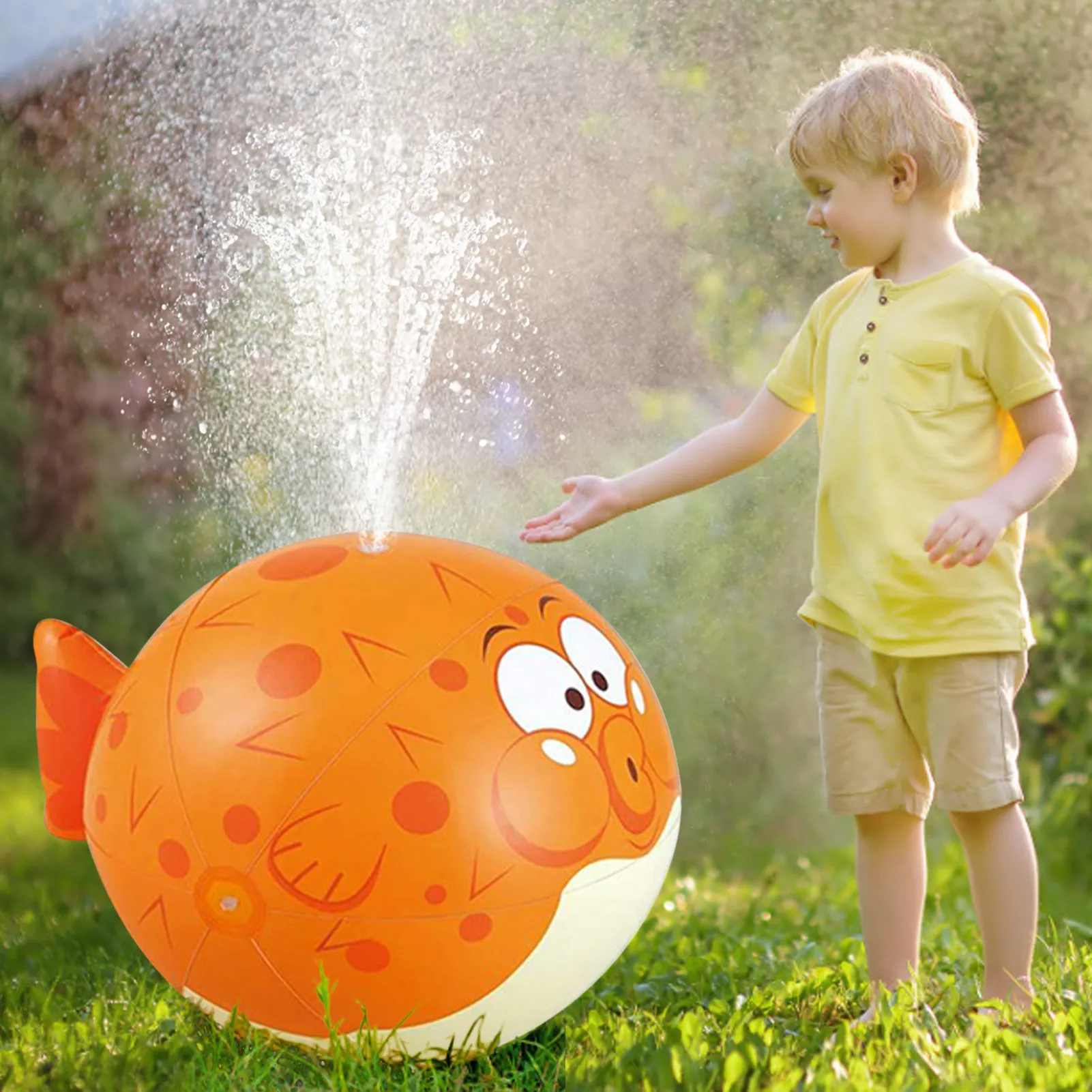 

Kids Inflatable Sprinkler Fish Water Spray Ball Sprinkler Splash Kids Beach Summer Backyard Toy Sum mer Fun Wa ter Spray decent