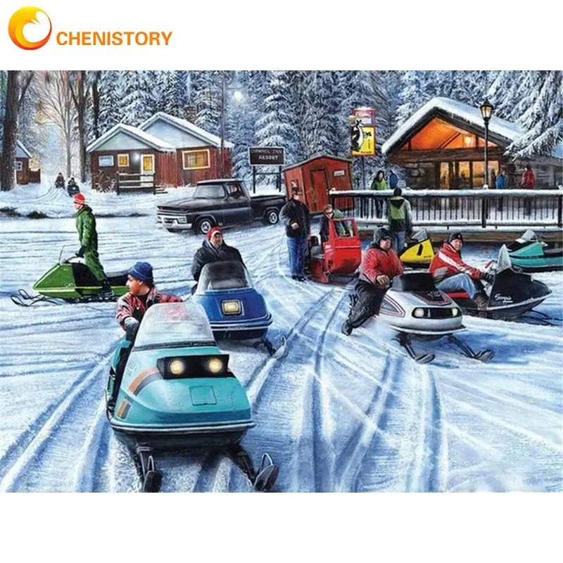 

CHENISTORY Diamond Painting Ski Scenery For Adult 5D DIY Diamond Embroidery Cross Stitch Winter Mosaic Sale Decor For Home 40x5