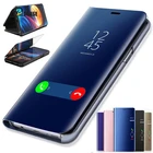 Умный флип-чехол для Samsung Galaxy S8 9 10 S20 Plus M30 A70 A40 A50 A30 A20E A10E A60 A80 A90, зеркальный, прозрачный флип-чехол для телефона