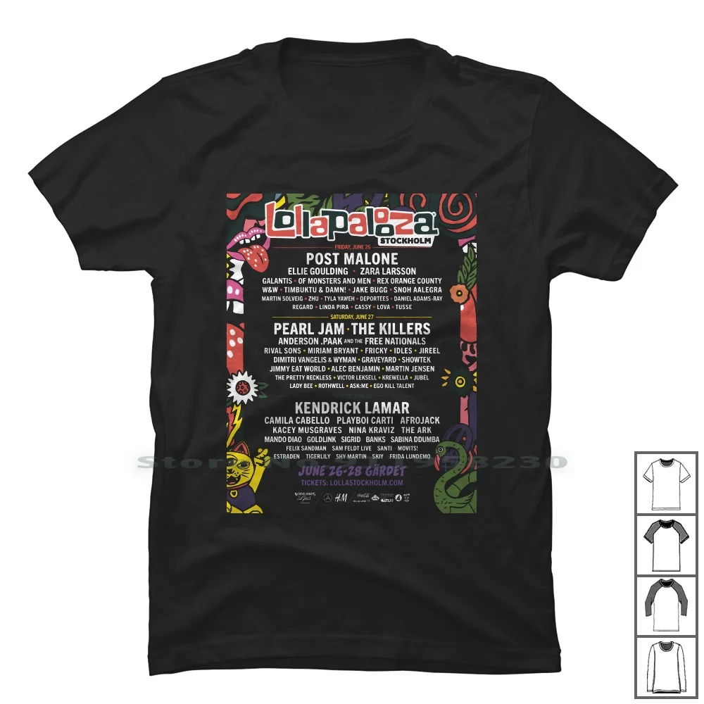 Lollapalooza фестиваль ЕС Футболка 100% хлопок популярный тренд 2020 Новый круглая конец St ЕС